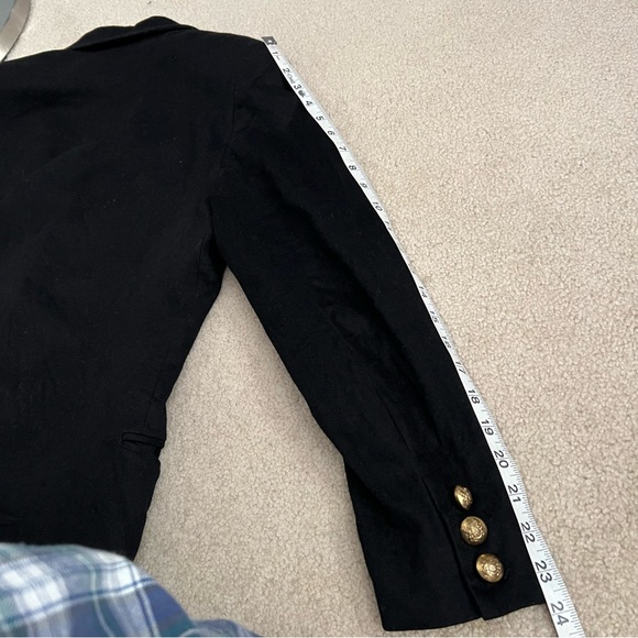 Vintage 1980s Jaeger Women’s Double Breasted Black Wool Blazer Gold Buttons - Picture 13 of 15